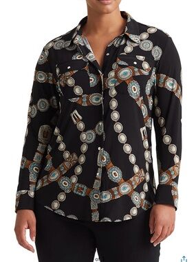 Lauren Ralph Lauren Western Concho Belt Motif Shirt NWOT